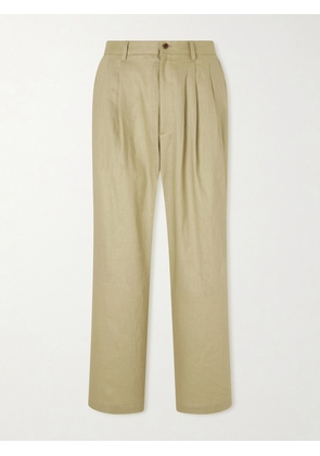 ssstein - Wide-Leg Pleated Linen Trousers - Men - Neutrals - S