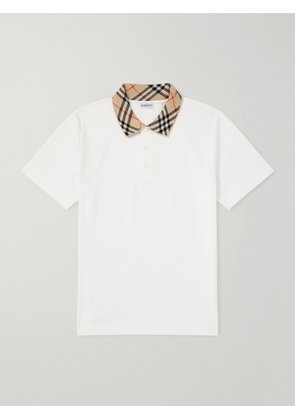 Burberry - Checked Cotton-Piqué Polo Shirt - Men - White - S