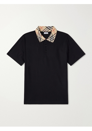 Burberry - Checked Cotton-Piqué Polo Shirt - Men - Black - S