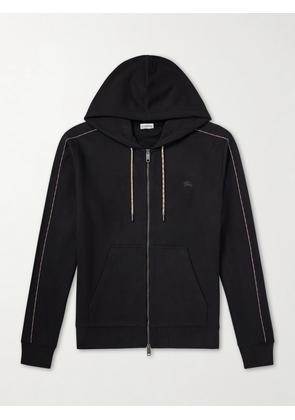 Burberry - Logo-Embroidered Cotton-Jersey Zip-Up Hoodie - Men - Black - S