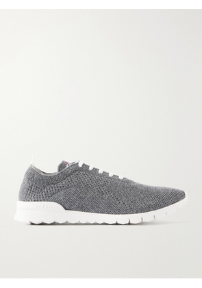 Kiton - Logo-Embroidered Stretch-Knit Sneakers - Men - Gray - UK 7
