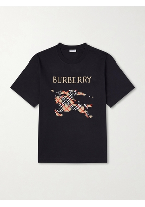 Burberry - Logo-Embroidered Cotton-Jersey T-Shirt - Men - Black - XS