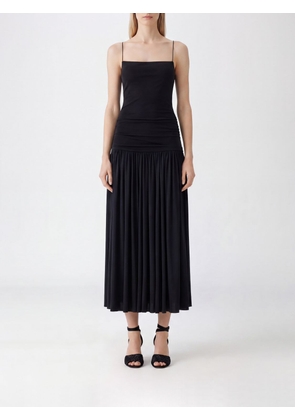 JACQUEMUS La Robe Abiha Pleated Viscose Midi Dress with Thin Straps