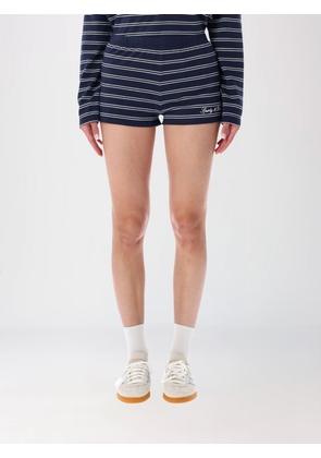 SPORTY & RICH Striped Cotton Culotte Shorts with Slim Fit and Embroidered Logo
