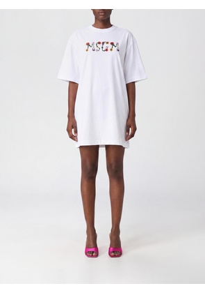 MSGM Cotton Mini T-Shirt Dress with Contrast Logo and Dropped Shoulders