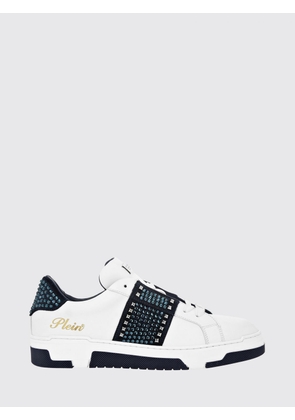 PHILIPP PLEIN Low-Top Trainers in Smooth Leather with Crystals and Laminated Logo