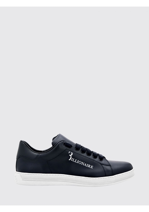 BILLIONAIRE Smooth Leather Low-Top Sneakers with Printed Logo and Padded Ankle