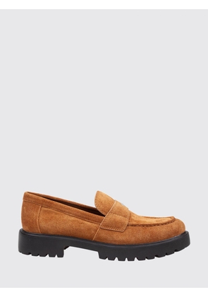 TORY BURCH Suede Loafers with Metallic Double T Logo and Serrated Sole