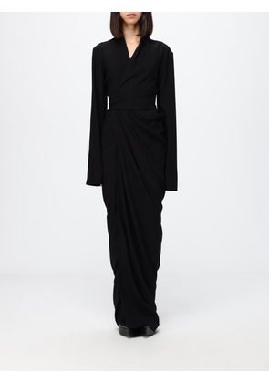 RICK OWENS Asymmetrical Draped V-Neck Long Evening Gown