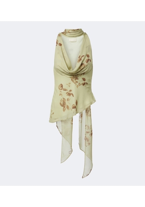 De La Vali Diosa floral scarf-detail georgette top