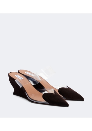 Alaia Le Cour suede wedge mules