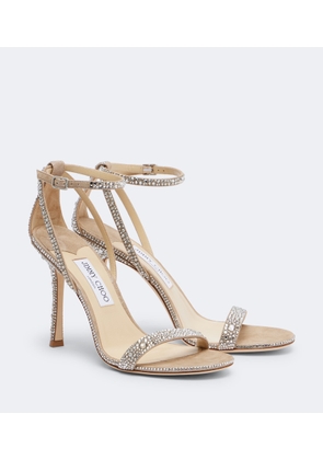 Jimmy Choo Moza crystal-embellished suede sandals
