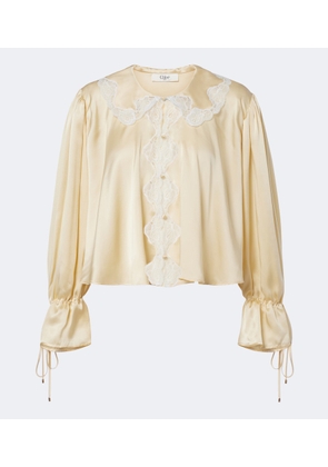 Chloe Lace-trimmed silk satin blouse