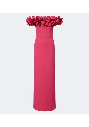 Rebecca Vallance Odetta floral-applique off-shoulder crepe gown