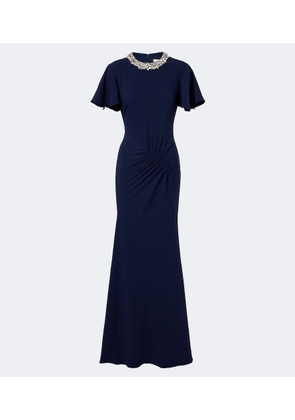 Roland Mouret Crystal-embellished gathered gown