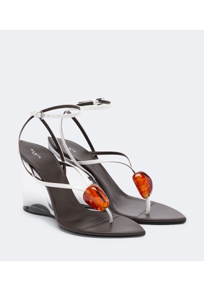 Alaia Invisible Wedge leather thong sandals