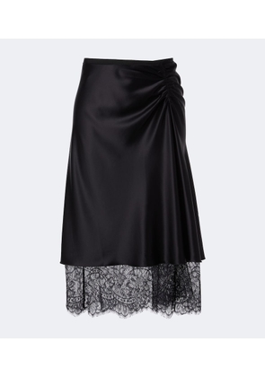 SIR Ingrid lace-trimmed satin midi skirt