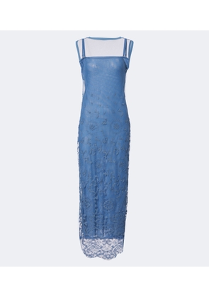 SIR Leif embroidered mesh maxi dress