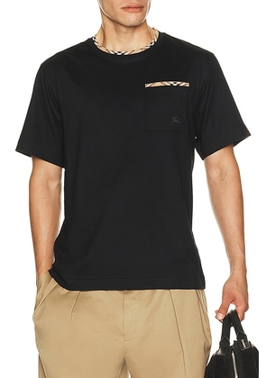 Burberry Ryan Check Piping Pocket T-Shirt in Black - Black. Size XXL/2X (also in M, L, XL/1X).