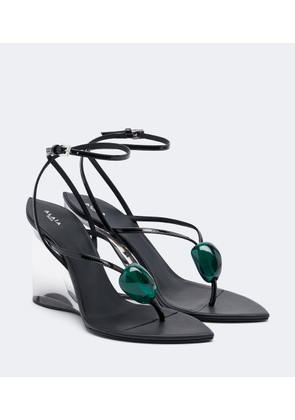 Alaia Invisible Wedge leather thong sandals