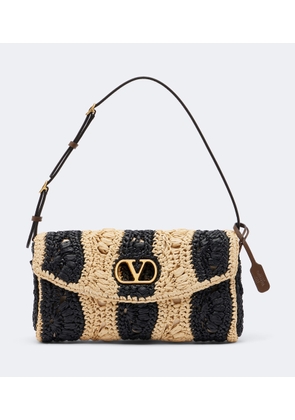Valentino Garavani DeVain Small raffia-effect shoulder bag