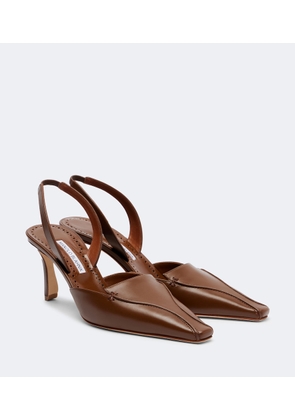 Manolo Blahnik Cleo leather slingback pumps