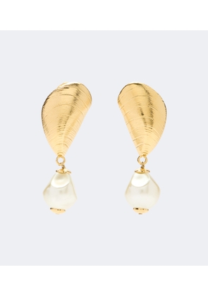 Oscar de la Renta Mussel embellished clip-on drop earrings