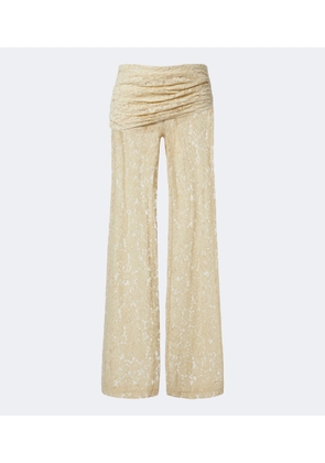 De La Vali Rocio cotton-blend lace wide-leg pants