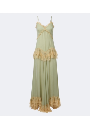 De La Vali Estela lace-trimmed georgette maxi dress