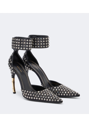 Gucci Castello embellished satin pumps