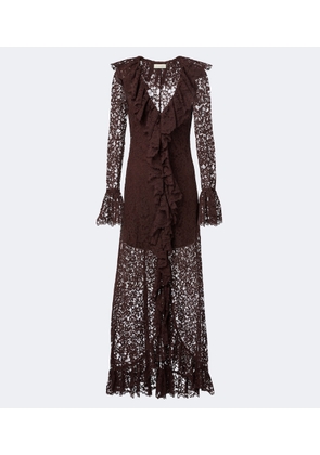 De La Vali Clementina asymmetric lace maxi dress