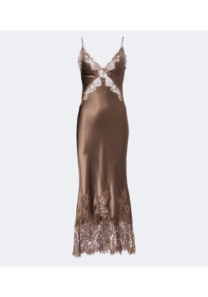 Rebecca Vallance Ellen lace-trimmed silk slip dress