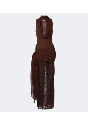 De La Vali Rosa georgette and lace maxi dress