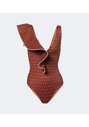 Johanna Ortiz Ruffled printed swimsuit