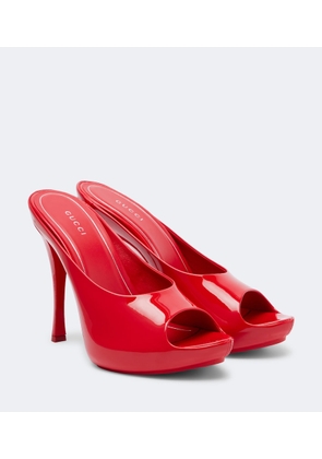 Gucci Viv patent leather platform mule