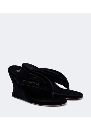 Balenciaga Gaeta velvet wedge thong sandals