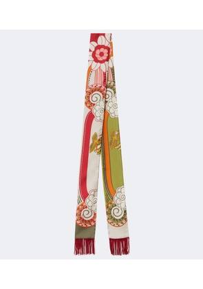 La DoubleJ Fringed printed silk scarf
