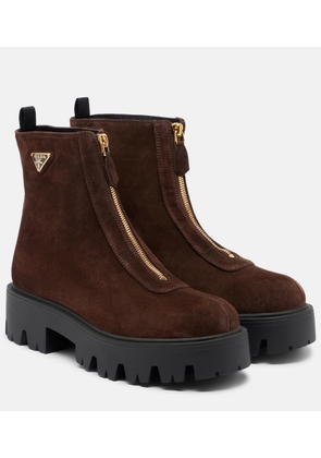 Prada Suede platform ankle boots