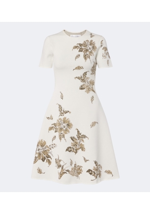 Oscar de la Renta Knitted floral jacquard minidress