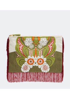 La DoubleJ Fringed printed cotton canvas pouch