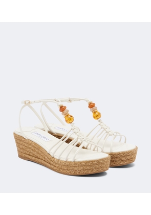 Jimmy Choo Lemi embellished leather wedge sandals