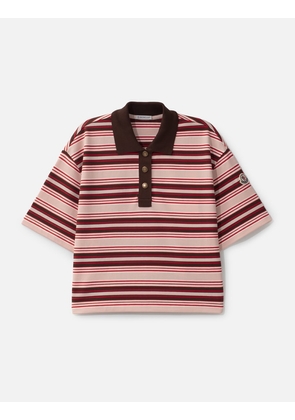 Cropped Striped Cotton Polo Shirt