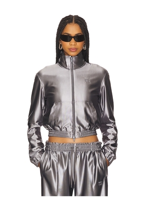 Alexander Wang Shrunken Zip-up Jacket in Metallic Silver, grey. Size XS. Also in M.