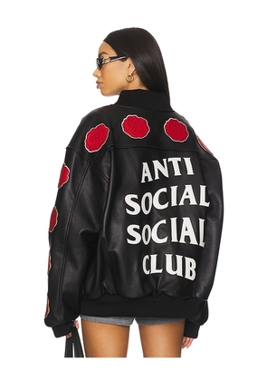 Anti Social Social Club Petal To The Metal Leather Varsity Jacket in Black. Size S. Also in XL/1X.