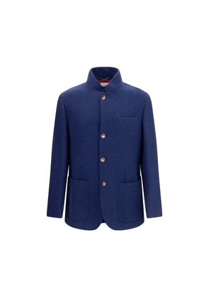 Brunello Cucinelli Blue Cashmere Full-Length Jacket - L