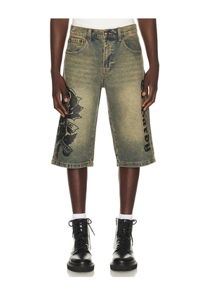 Ed Hardy Spider Skulls Rhinestone Long Shorts in Blue. Size 30. Also in 32, 34, 36.