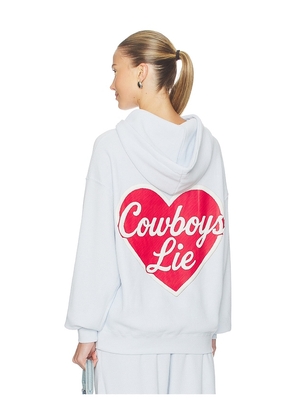 Boys Lie Cowboys Lie Terry Natural Racer Hoodie in Baby Blue. Size XS/S. Also in M/L, XL/XXL.