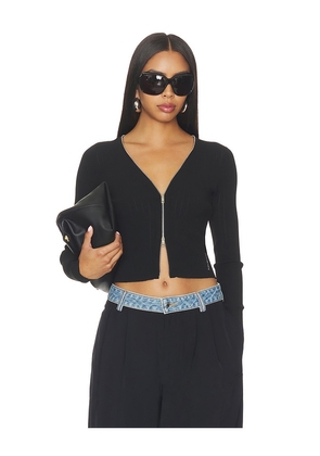 Alexander Wang Long Sleeve Pointelle Cardigan Zip Up in Black. Size XS. Also in S, M, L.