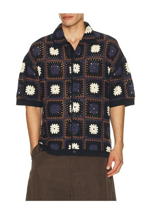 ALLSAINTS Mandon Knitted Shirt in Blue. Size S. Also in M, L, XL/1X.