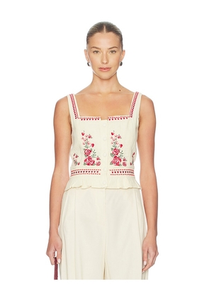 Agua Bendita Charlotte Cherish Top in Cream. Size S. Also in M, L.